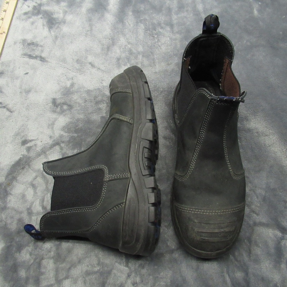 Rivers Work Boots Mens 10 Black Leather Pull‎ On Chelsea Style Steel Toe Safety